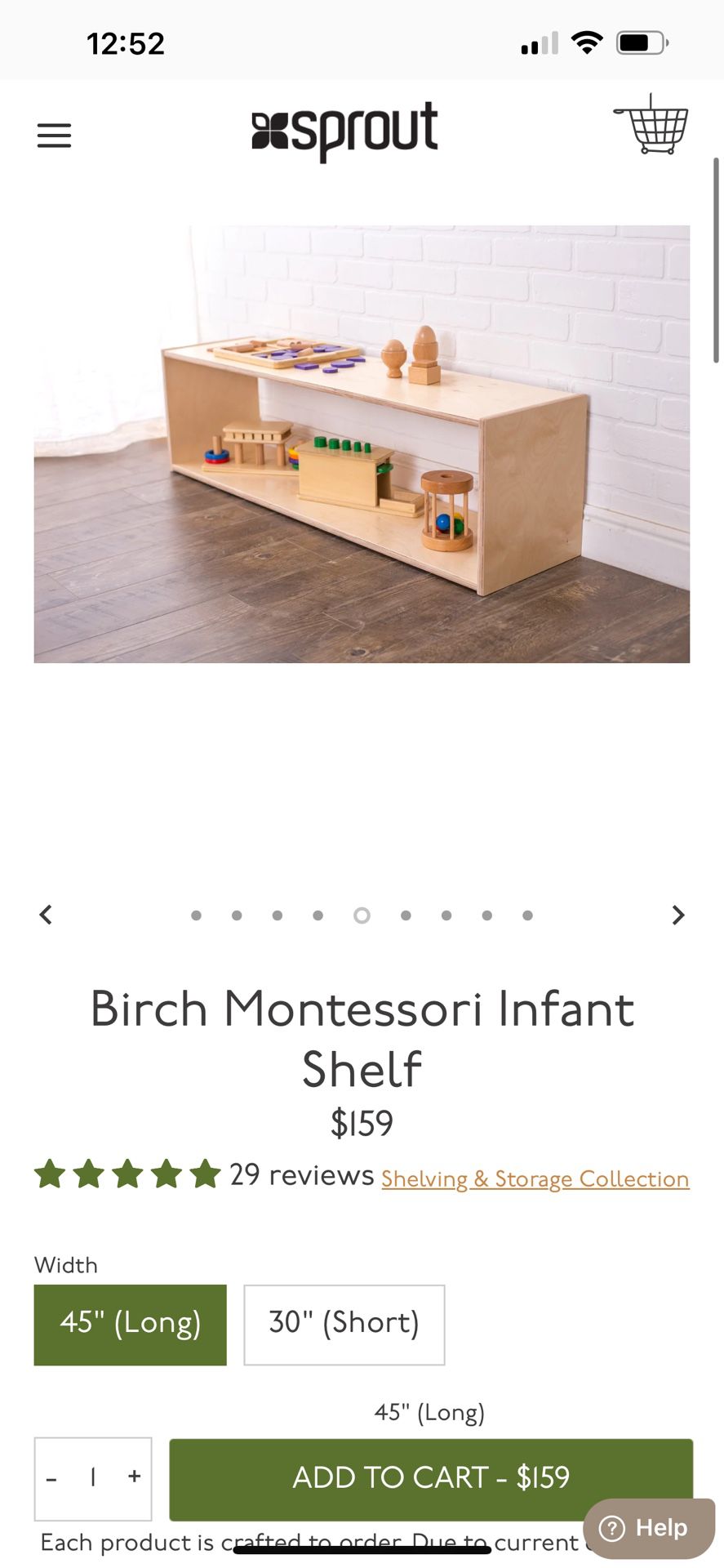 Sprout Kids Montessori Wood Toy Shelf