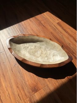 Handcrafted Wood & Shell Decorative Bowl
