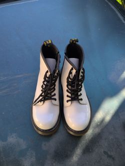 Size 4 Dr. Martens White Patent Leather Boots