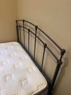 Two Full-Size Metal Bed Frames with Headboards & Mattresses