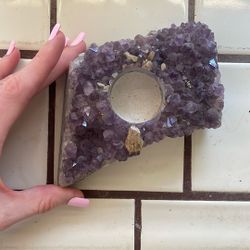 Amethyst Crystal Candle Holder Home Decor Spiritual 