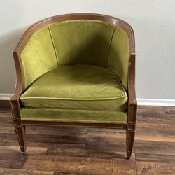 Vintage 1960s Mid Century Modern MCM Style Club Velvet Green Upholstery Seat Chair