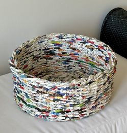 15” Handmade Woven Magazine Paper Basket