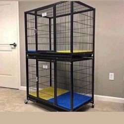 2 Heavy Duty Dog Kennels With Added Plastic Flooring