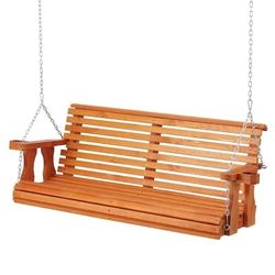 🔥Brand new In Box 🔥Solid wood leisure heavy-duty 800lb foldable anti-corrosion wood porch swing with rope and cup holder(Brown)💰199$  Decatur Locat