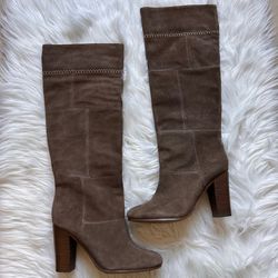 Coach Trudie suede patchwork knee-high boots