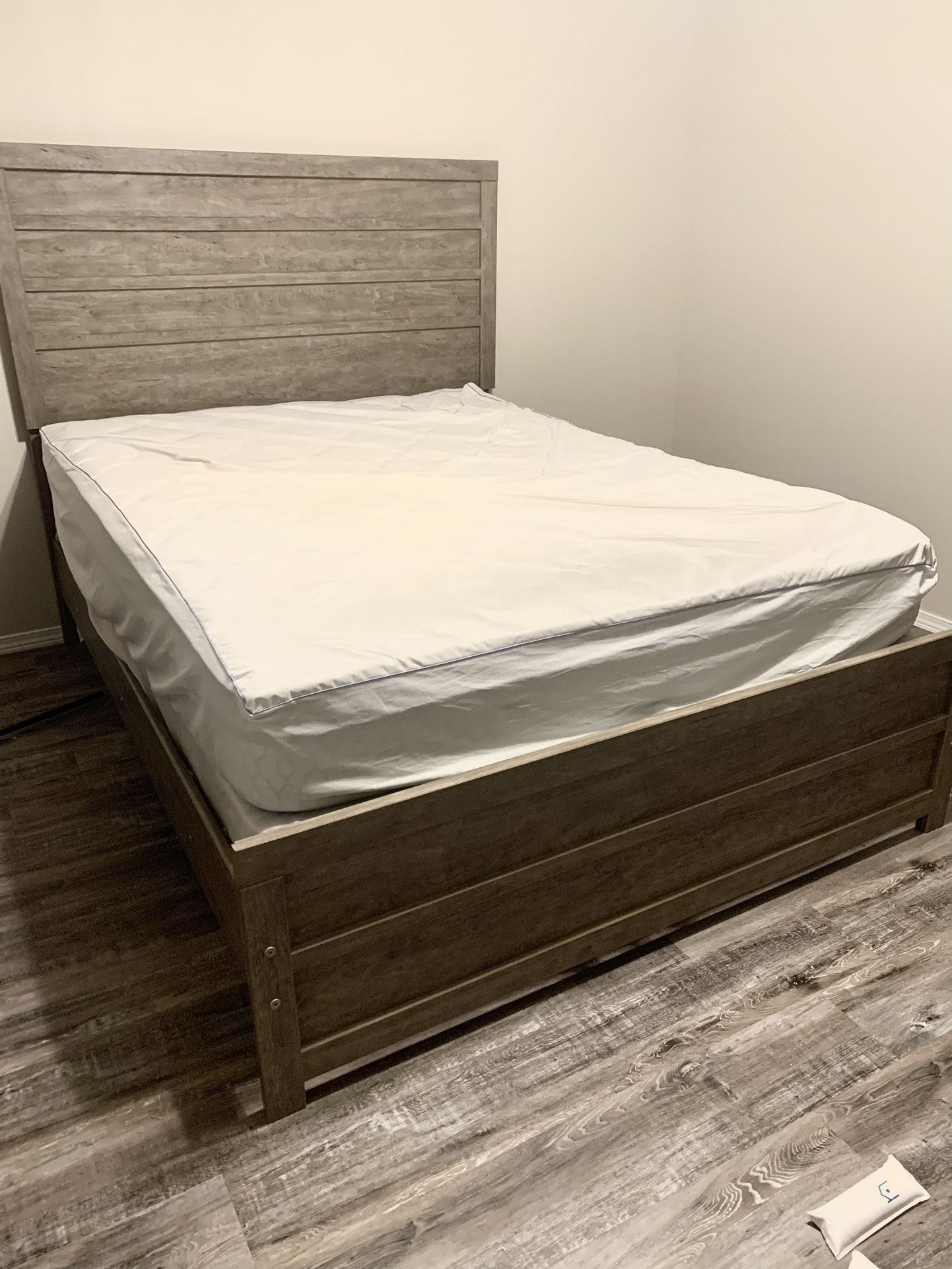 Queen bed frame and mattress