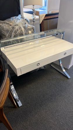 White designer style desk with 2 drawer really nice was $899 now $250. Clearance at Lux