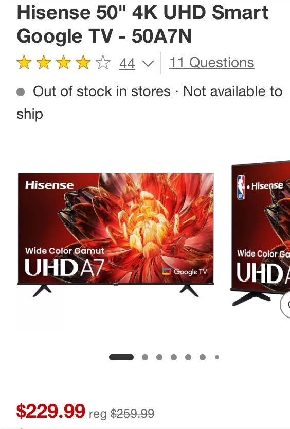 New Hisense 50" A7 Series LCD 4K Google TV Read Description
