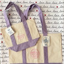 Trader Joe’s Purple Large & Mini Pastel Tote Bag Limited Edition