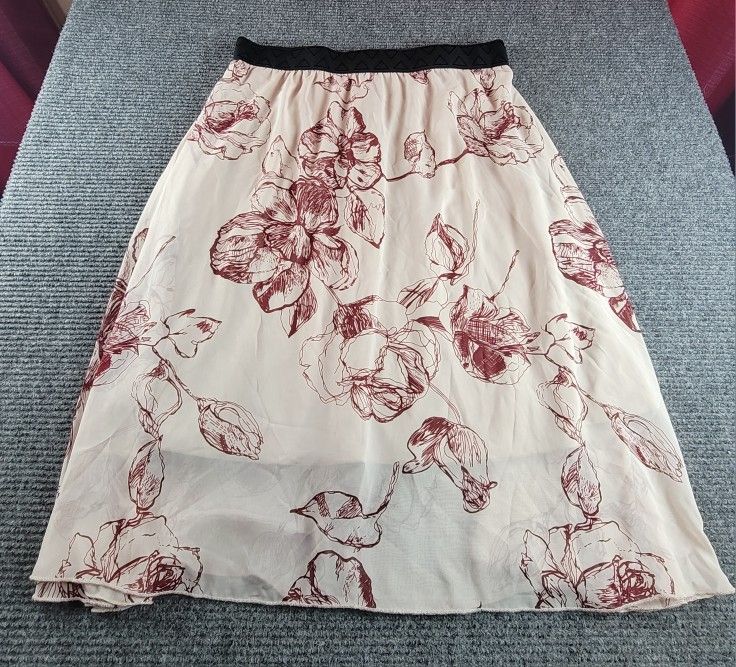 Womens Lularoe Floral 2XL Skirt Layered Tan Maroon