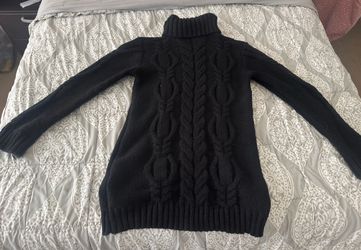 Black Cable Knit Turtleneck Sweater – Size L