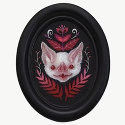 Bat Framed Oval Wall Hang Goth Decor Cute Gift NEW 5.25”x4.16” Wood Gothic Decoration