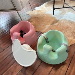 Two Bumbo Infant Seats and One Tray