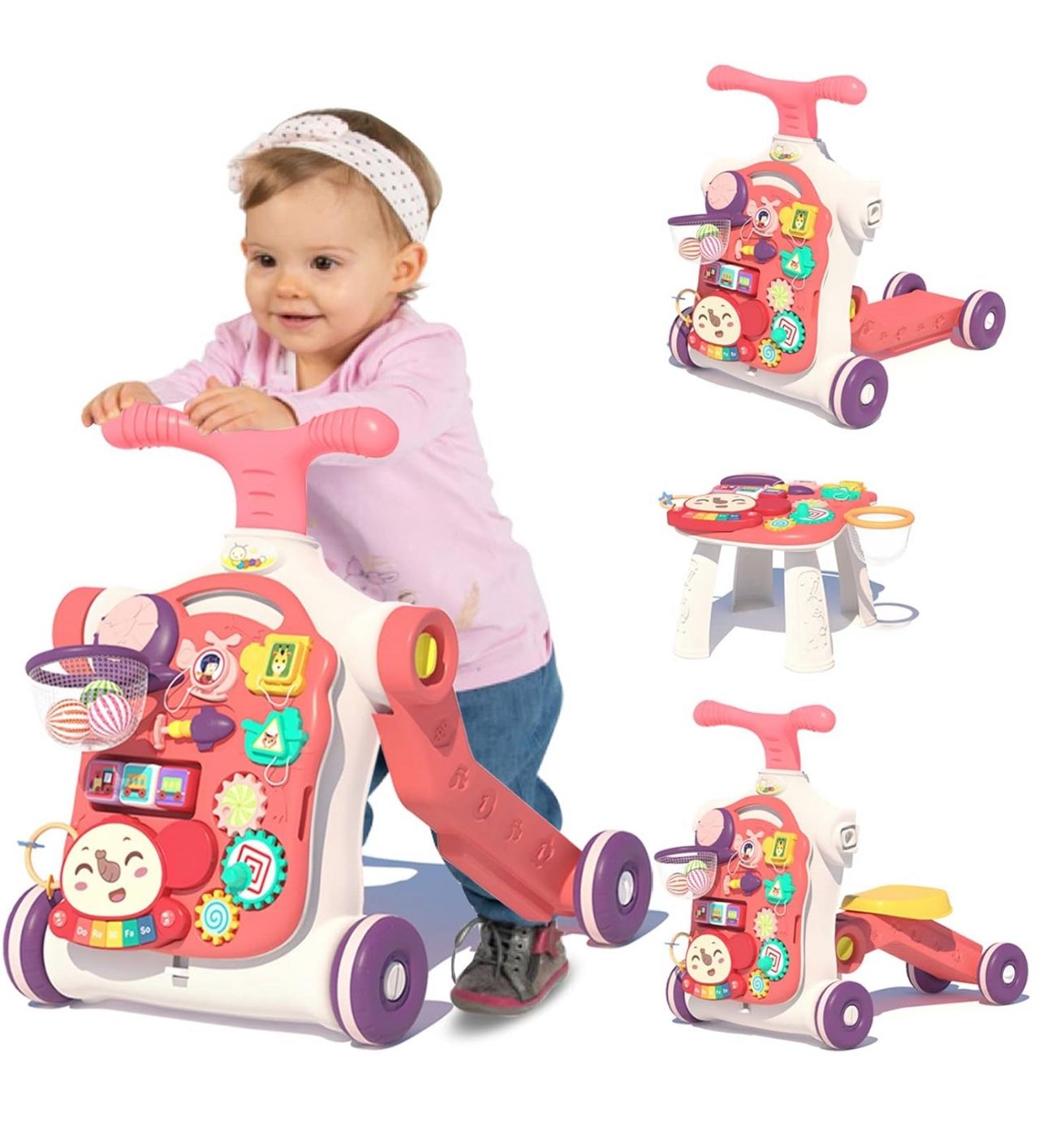 #213  5 in 1 Walker for Baby Girl Assemble as Scooter Motobike Activity Center Walking Toys for Infants 6M -30 Month 