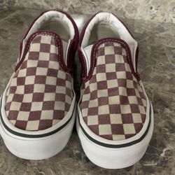 Burgundy checkered vans
