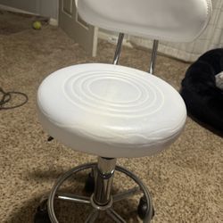 White Stool With Wheels
