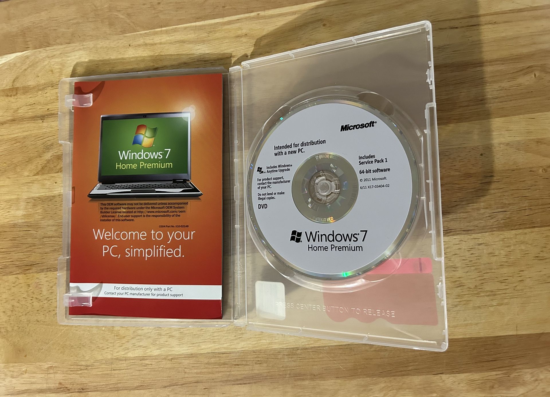 Windows 7 Home Premium 64-Bit dvd rom