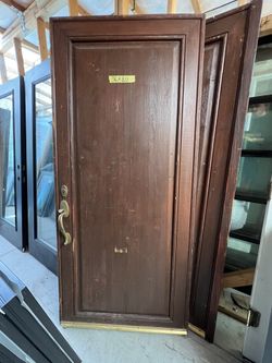 Dark Brown Wood Door 36x80 w Brass Handle
