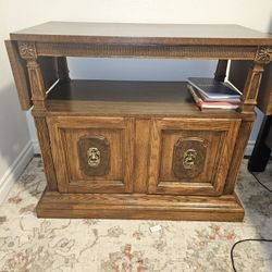 Vintage Wood Drop Leaf Table w/ Storage