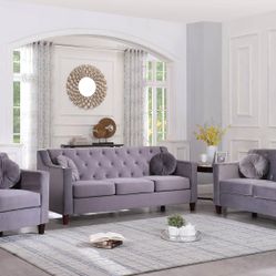 3PC Shen Velvet Living Room Set 