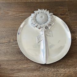 Mariposa Sunflower Decorative Serving Tray diameter 13.5 inches 