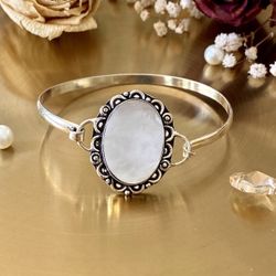 Mother Of Pearl 925 Sterling Silver Overlay Handcrafted Bangle