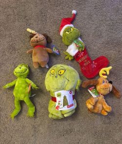 How The Grinch Stole Christmas Plush And Blanket Lot. All New