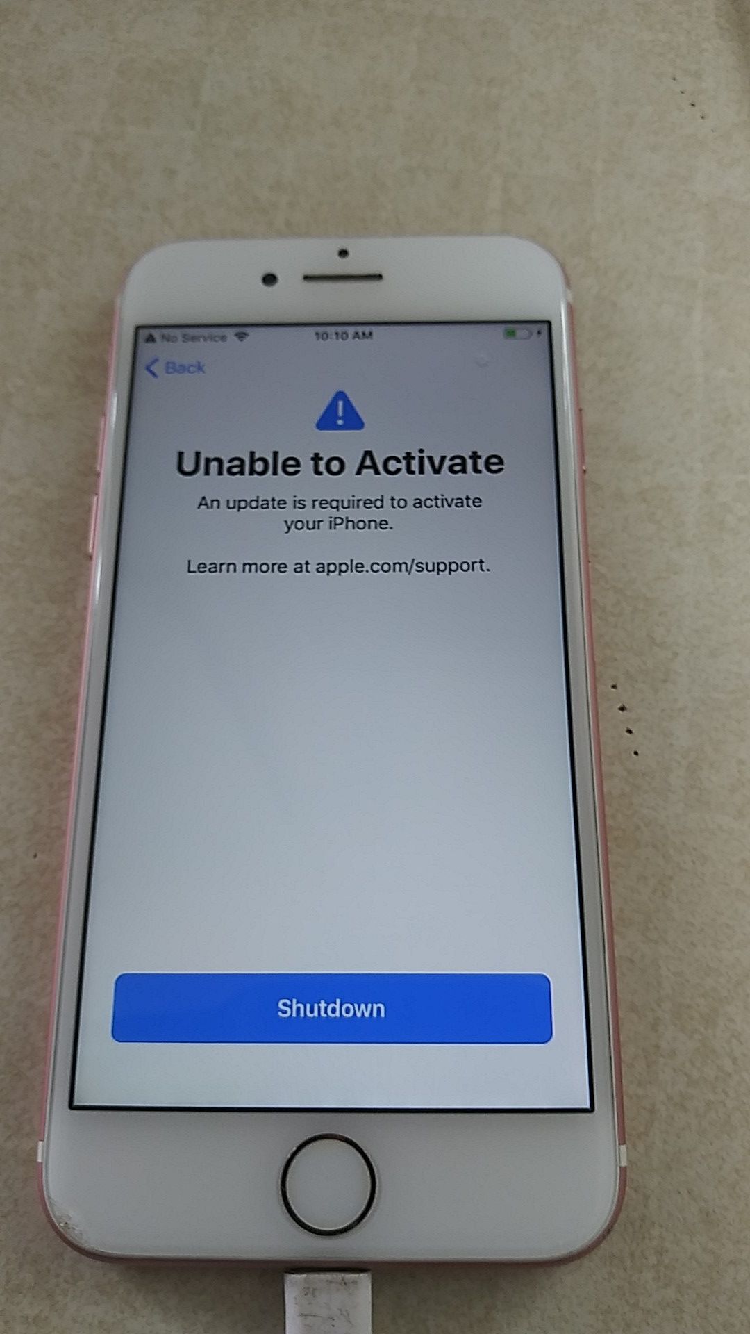 rose gold iphone 7 UNABLE TO ACTIVATE