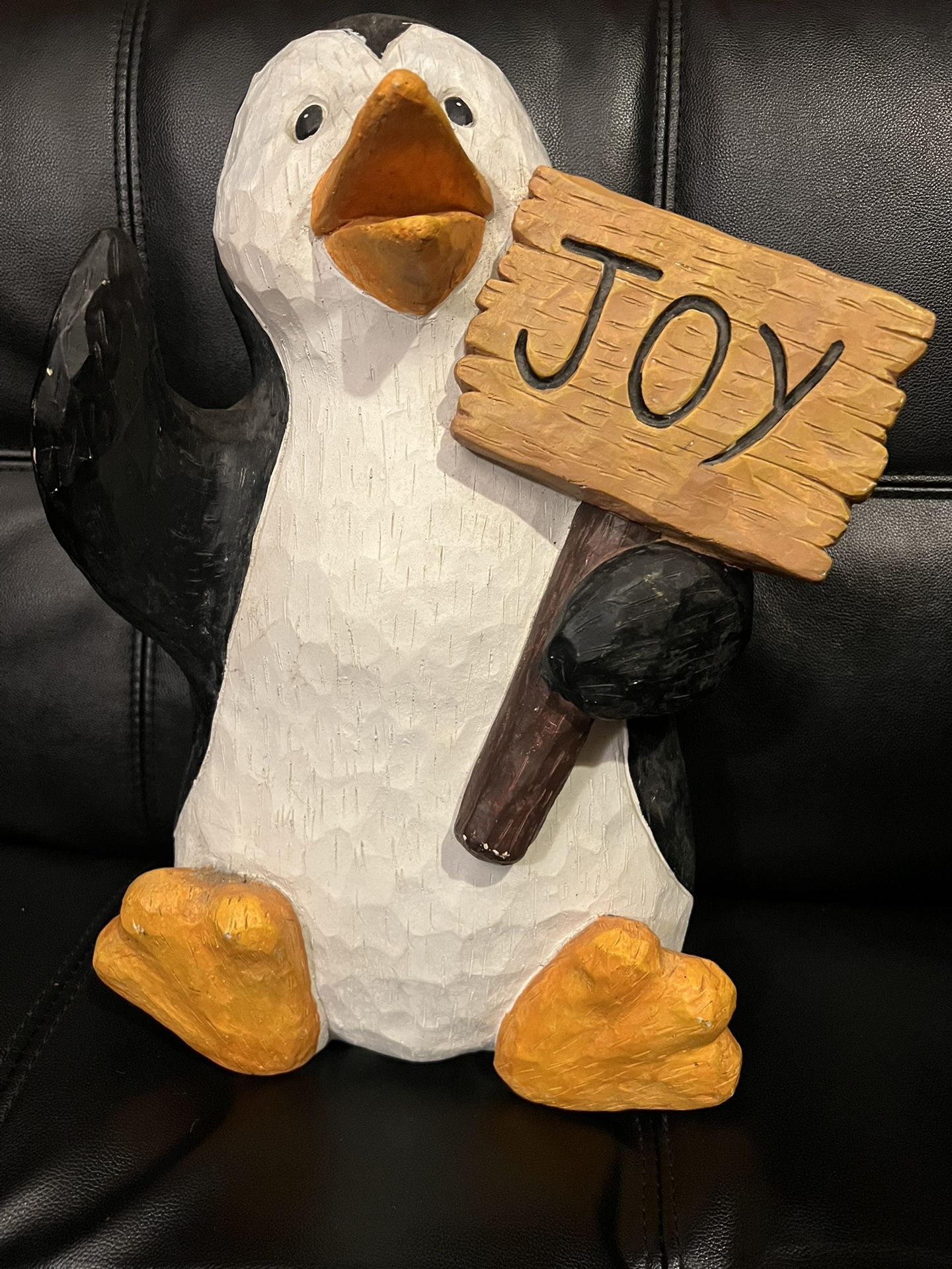 Ceramic 19” Penguin With JOY Sign Christmas Decorataion  