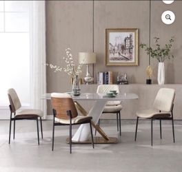 Dining Chair Set of 2/Mid Century Modern Upholstered Dining Chairs with Curved Backrest, Armless PU Leather Dining Chair for Living Room Kitchen, Whi