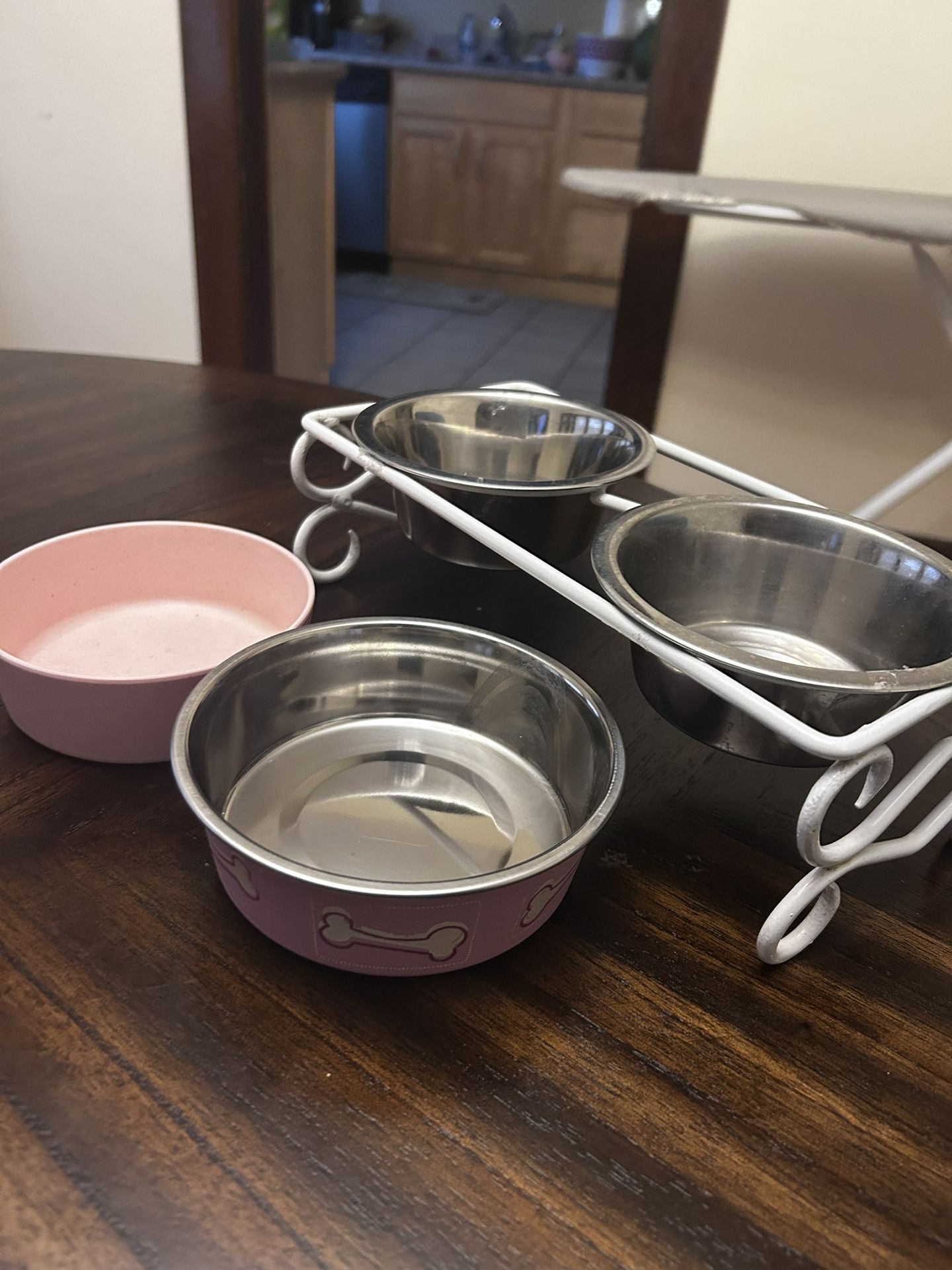 Small Pet Bowls (Pink and Metal)