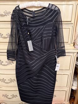 Nordstrom NWT Nordstrom TADASHI Black Large Sheer-Panel Midi Dress