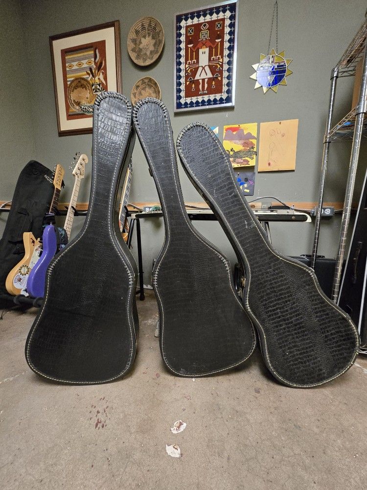 Vintage 1960's Worcester T&S Alligator Guitar Case Bundle