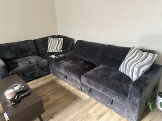 L-Shaped Sectional Couch w/ Storage, USB & Power Outlet