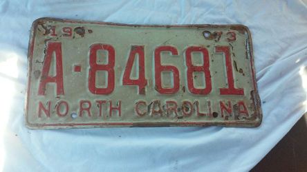 N CAROLINA 73 PLATE