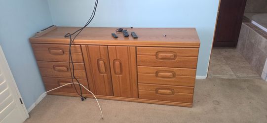 Wood Dresser with Drawers and Cabinet