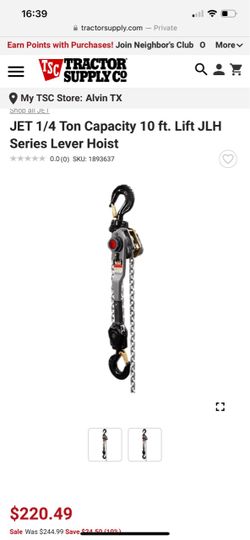 JET JLH Series 1/2 Ton Lever Hoist