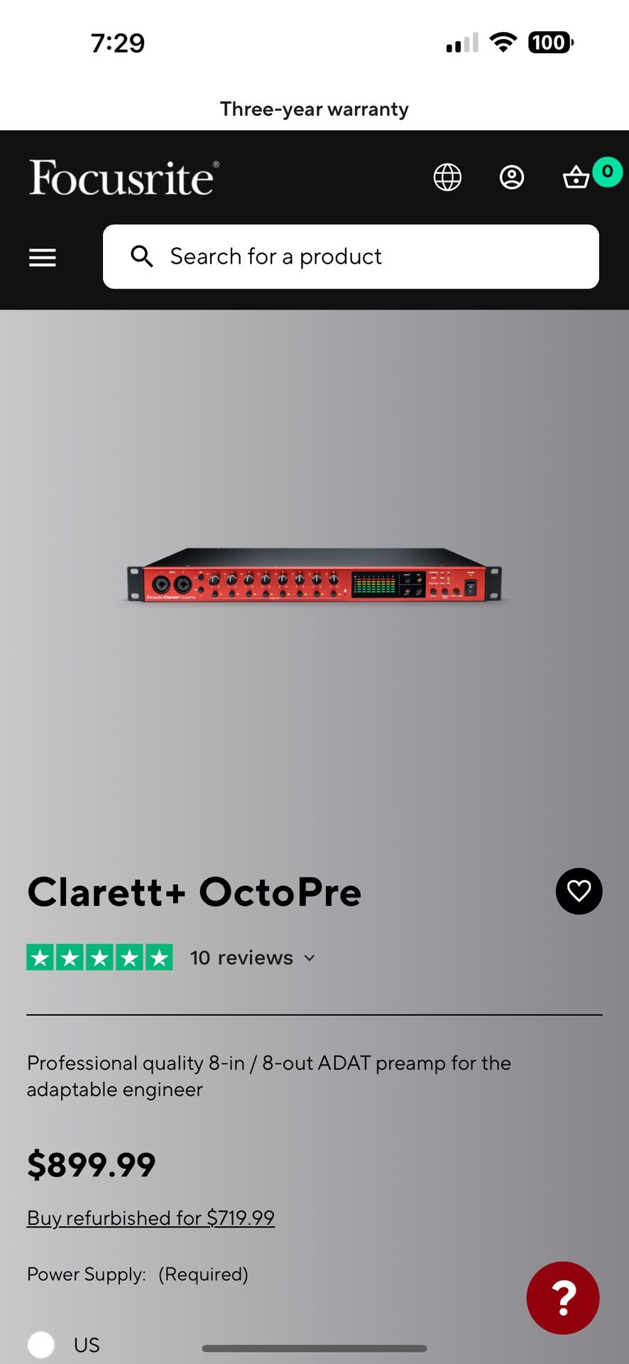 Focusrite carlett Plus Mic Preamp