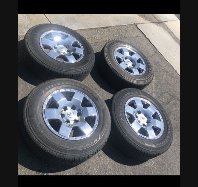4 X 235/70r17 6x5.5 6x139.7 Stock FJ Cruiser Chrome Tacoma Tundra Sequoia Rims Wheels 4Runner Yukon Tires!!