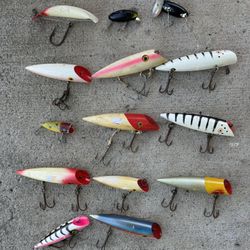 Vintage Wooden Fishing Lures- Hanson-Lucky Louie-Heddon 