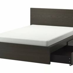 IKEA MALM Bed frame with Head board /4 storage boxes -Full size