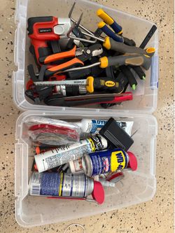 Garage clean out tools adhesives wd40