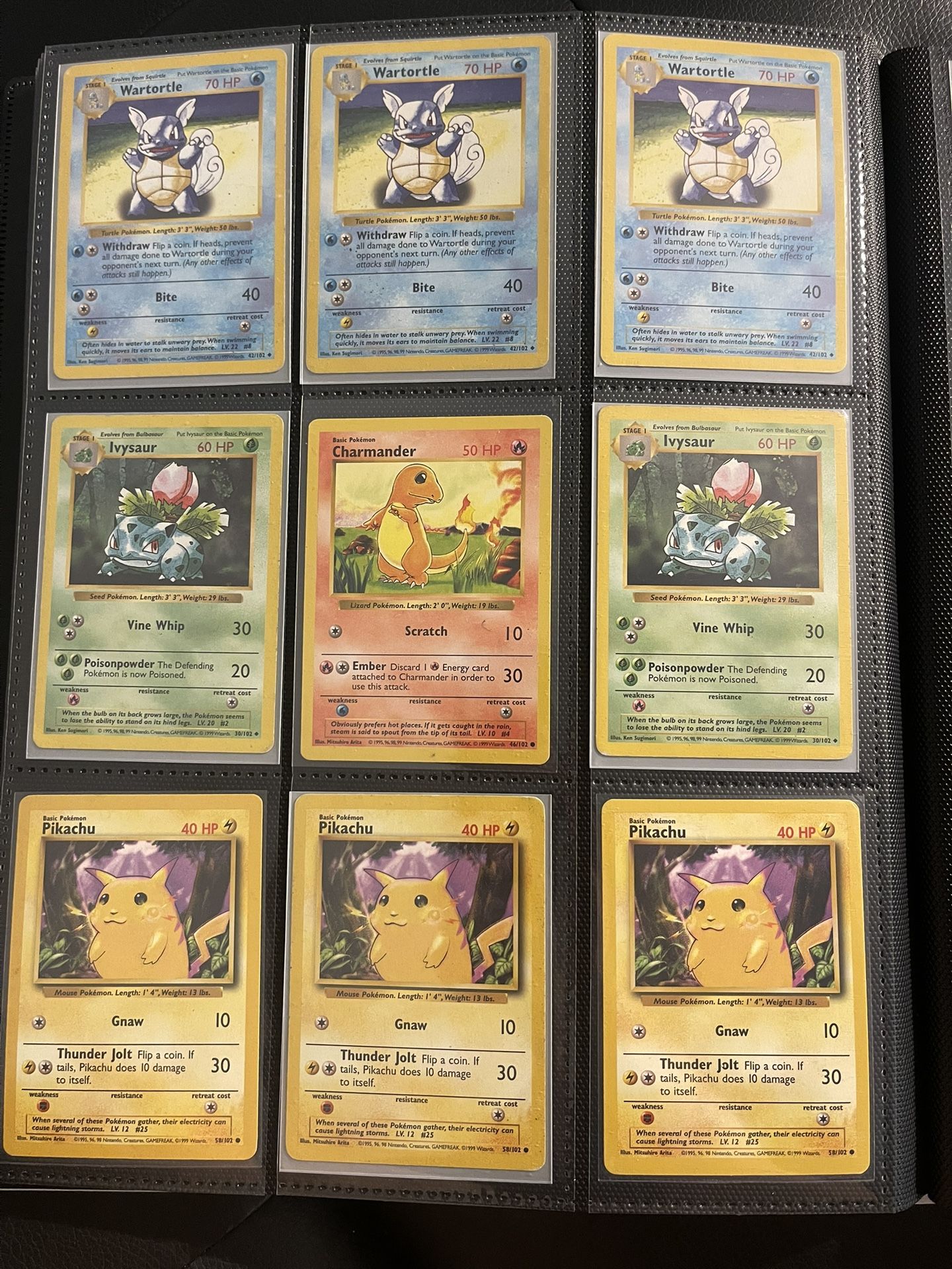 Vintage Pokemon Card Lot Pikachu Character Ivysaur Wartortle
