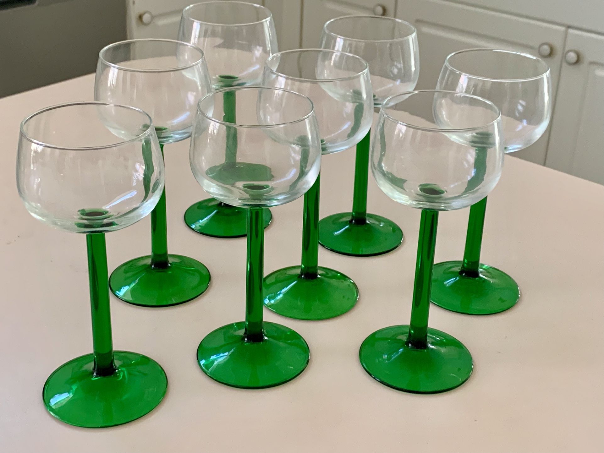 Luminarce Emerald Green long stem  wine glasses vintage