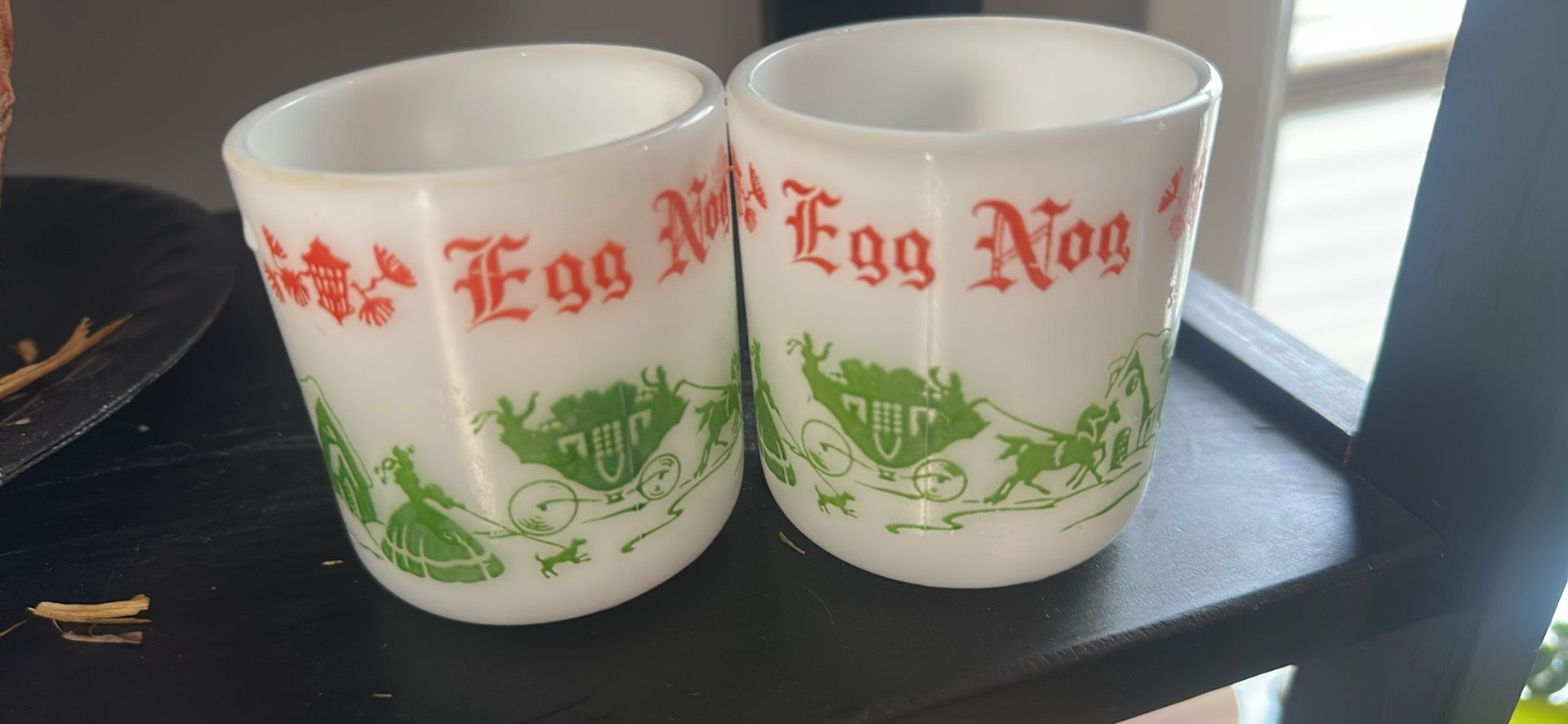 Vintage Atlas Milk Glass Egg Nog Mugs