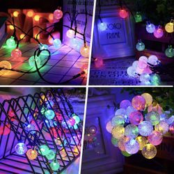 Solar Ball Strip Lights Christmas Tree Lights Outdoor Christmas Lights 23 ft Solar Outdoor Lights 
