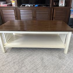 Oak Wood And White Painted Coffee Table
