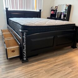 Queen Bed And Mattress With Drawers 