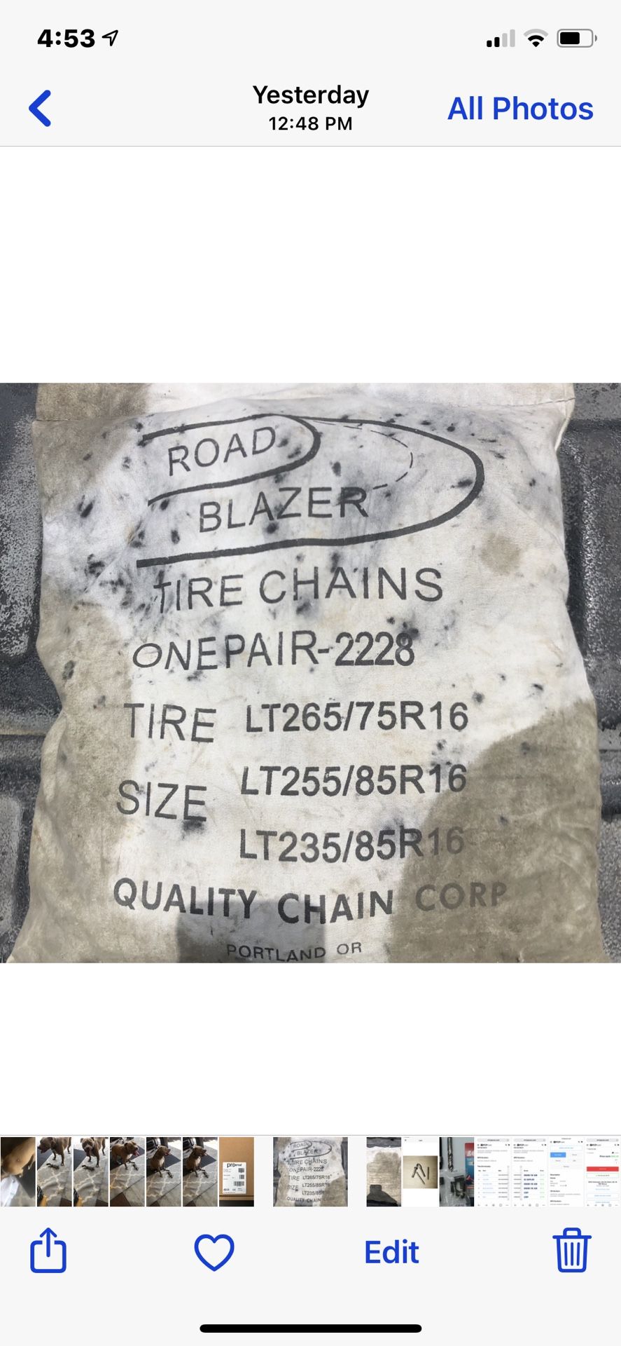 Light Truck/SUV Tire Chains, Brand New In Factory Sealed Shipping Bag